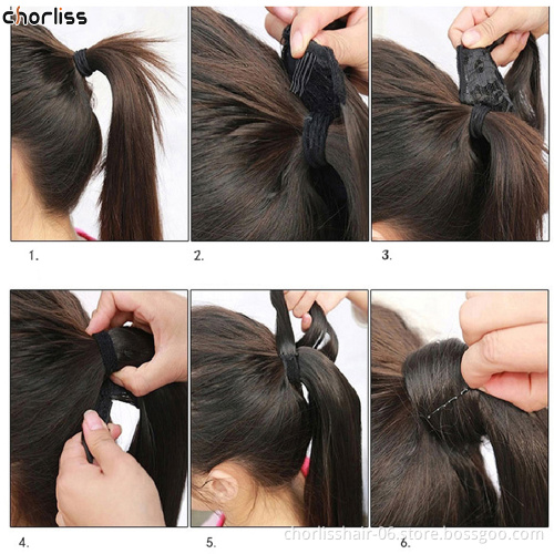 Hot Sale Product Top Quality 24 Inch Natural Color Water Wave Wrap Around Ponytail Attachment Perruque Synthetic Hair Extension